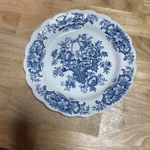 Ridgway Staffordshire Old English Bouquet Plate Blue Floral Vintage